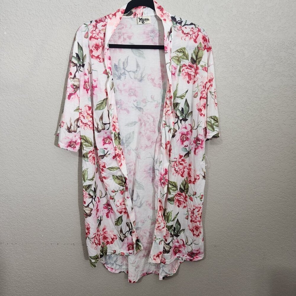 Show Me Your Mumu O/S Lightweight Floral Open Front Kimono Cardigan robe NO BELT